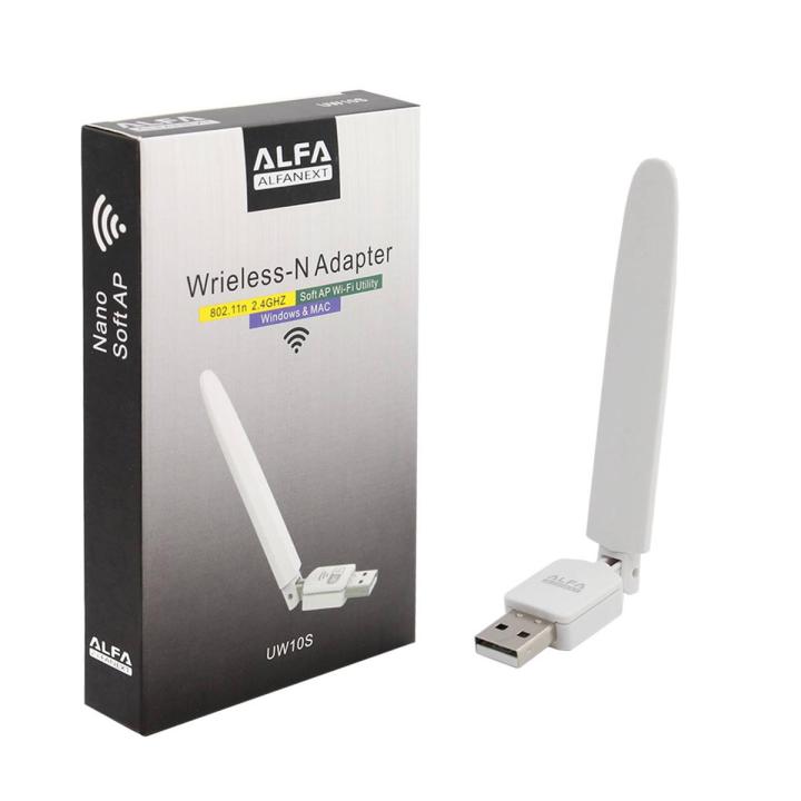 Alfa Wifi 2.4ghz Wireless-n Usb Adapter + Antenna