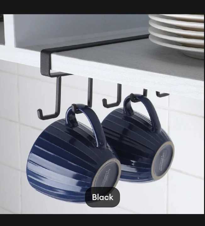 AR Metal 6 Hooks Tea Cup Mug Holder Under Shelf Hooks Cup Rack Mug ...