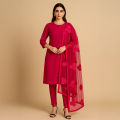 Rubika Fashion Most Hit Unstitched 3 Piece Collection Katan Silk Plain Shirt  & Trouser With Net Dupatta For Women Dress for women. 