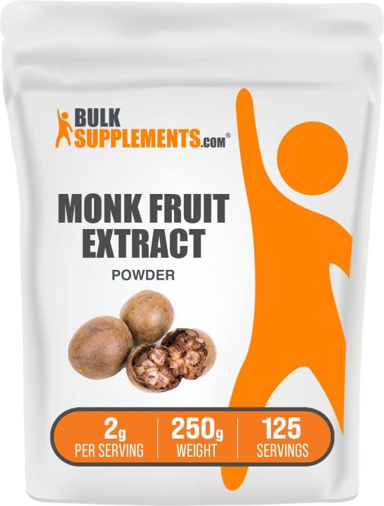 BulkSupplements.com Monk Fruit Extract Powder - Luo Han Guo - Pure Monk Fruit - Monk Fruit Powder - Monk Fruit Without Erythritol - 2g or Monk Fruit Extract per Serving (250 Grams - 8.8 oz)