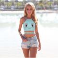 Summer Female Crop Tops Women Sleeveless Halter Top Pokemon Cartoon Pattern Lady Camis Vest Casual Tank Top Crop Top. 