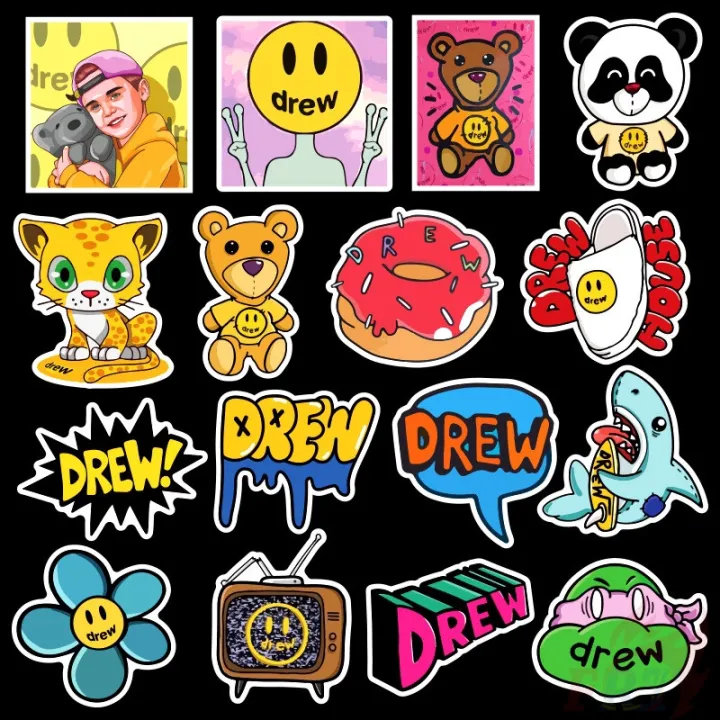 %E2%9D%89%20Drew%20House%20-%20Justin%20Bieber%20Fashion%20Brand%20Series%2001%20Stickers%20%E2%9D%89%2050Pcs/Set%20Waterproof%20DIY%20Decals%20Doodle%20Stickers%20-%20Image%203