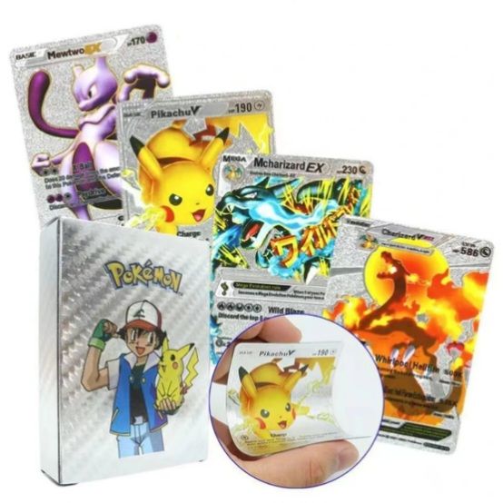 55%20Plastic%20Pokemon%20Cards%20Pikachu%20Rare%20Collection%20High%20Quality%20May%20Vary%20-%20Image%207