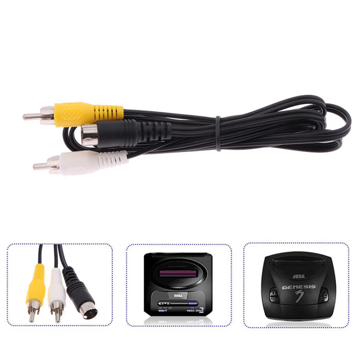 1PC For Sega Genesis 2/3 AV RCA Connection Cord Wire For SEGA Genesis II/MD 1.5M 3 Pin Game Audio Video AV Stereo Composite Cable Tetuo