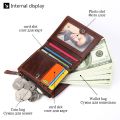 Leather Men Wallets Name Engraving Cow Leather Short Card Holder Men Purse Double Zipper Male Wallet. 