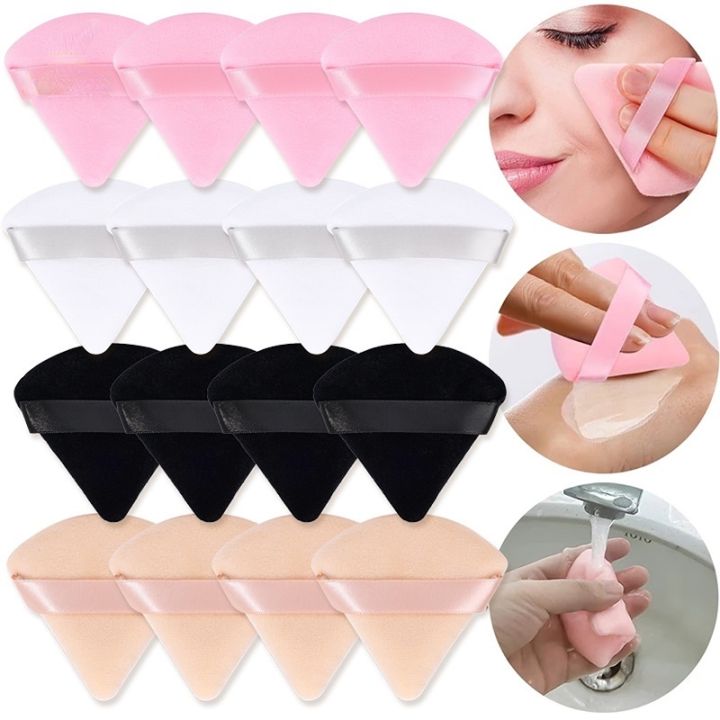 1Pc Portable Short Fleece Triangular Powder Puff Mini Face Makeup Sponge Soft Powder Puff Washable Makeup Tools