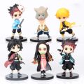 6 pcs set Demon slayer Anime Figure collectibles Nezuko Tanjirou Zenitsu Inosuke Kyoujurou Kimetsu No Yaiba Doll Q Figural PVC Model Gifts Toys anime toys collectables demon slayer. 