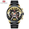 Mini Focus Black Dial Black Stainless Steel Chronograph Watch for Men- MF0336G-04. 