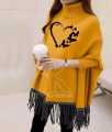 Women's Winter! Printed Fleece Poncho For Women Cute Heart And Butterflies Printed Poncho For Girls. 
