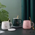 Coffee Mug-Warmer, USB Electric Coffee Cup Warmer for Desk, with Automatic On/Off to Keep Temperature Up to 104-122℉/ 40-50℃, Include Ceramic Mug, Cover, Spoon, Enjoy Anytime Hot Drinks,Green. 