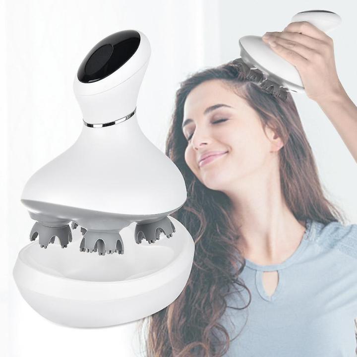 Electric Head Massager, Portable Head Scalp Massager Scalp Massager for Hair Growth, Stress Relief, Deep Cleaning, Full Body Massage (White)