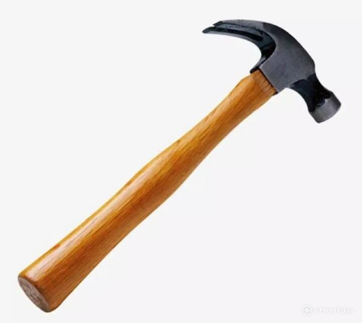 Steel hammer with wooden handle
