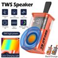 Transparent Wireless Speaker K08 Portable Stereo Bluetooth Compatible 5.3 Crystal Transparent Speaker Rechargeable Smart Speaker, Cyberpunk Style RGB Rhythm Light Breathing 360° Stereo Surround TF Card Support 5W Subwoofer 3D Stereo Pocket Size Speaker. 