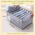 pent organiser 7 Grids Washable Wardrobe Clothes Organizer, Jeans Compartment Storage Box, Clothes Drawer Mesh Separation Box, Portable Foldable Closet (Medium, white&black)). 