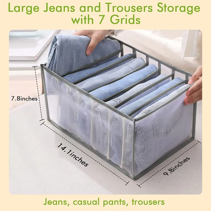 pent%20organiser%207%20Grids%20Washable%20Wardrobe%20Clothes%20Organizer,%20Jeans%20Compartment%20Storage%20Box,%20Clothes%20Drawer%20Mesh%20Separation%20Box,%20Portable%20Foldable%20Closet%20(Medium,%20white&black))%20-%20Image%208