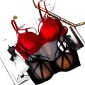 Flourish Stylish Sexy Front Cross Strips Padded Wired Bra & Panty Set 0001. 