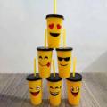 top trending emoji glass with straw for children | new design plastic Juice Glass with straw | Best birthday Gift. 