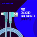 AzaTech 1 Meter Micro USB 3.0 3A Fast Charging + Data Cable  (Braided - L Shape - 90 Degree - Elbow - For Gaming And Use While Charging Comfortable Cable) For All Brands. 
