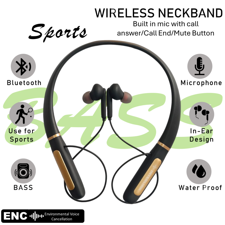 Wireless Bluetooth5.3 Neckband Earphones Painless Wear Neck Hanging Sport Headset in Ear Earbuds Stereo Headphones with Mic Support TF Card for Driving Running