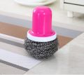 【FUN LIVE】 3 Pcs Stainless Steel Sponges With Detachable Handle Scrubbing Scouring Pad Steel Wool Scrubber For Kitchens Pot Pan Plate. 