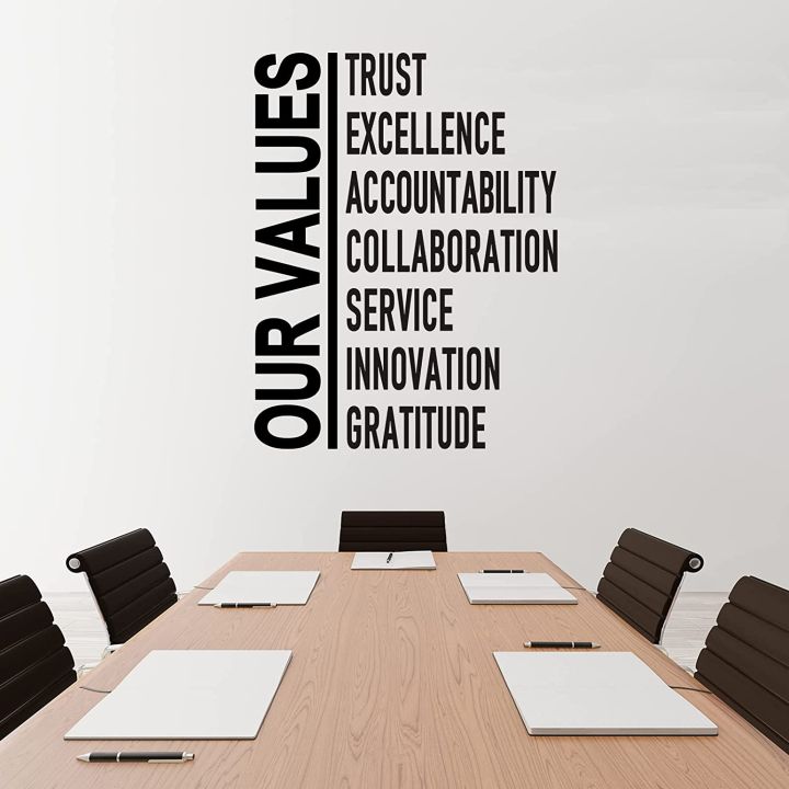 WallsArt Store Inspirational Wall Stickers, Office Wall Decals Words Saying Our Values Motivational Gym Classroom Work Success Welcome Business