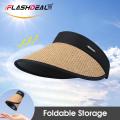 iFlashDeal Women Sun Cap Sun Visor Hat Foldable Empty Top Hat Casual Knitted Sun Hats Portable Beach Cap Large Brim Cap Sun Protection Cap UV Protection Straw Hats With Windproof Rope for Outdoor Travel. 