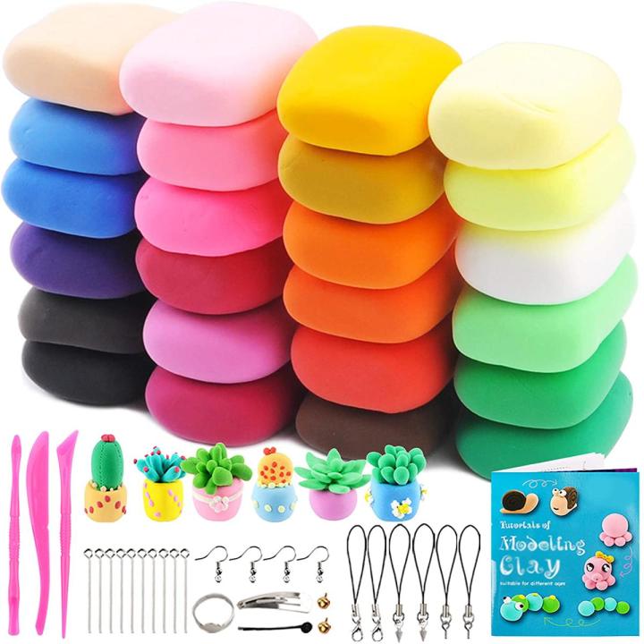 12 Colors Air Dry Clay for Kids Non-Toxic Modeling Clay for Kids, Air Dry Polymer Clay with free Decoration Tools, Clay Modeling Tools, Sculpting Tools and Accessories
