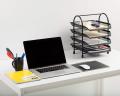 Office 4 Tier Heavy Duty Metal Desktop Letter Tray File Organizer Sorter Desk Document Organizer Shelf Tray Magazine Holder Paper File Newspaper Organizer Tray - Black. 