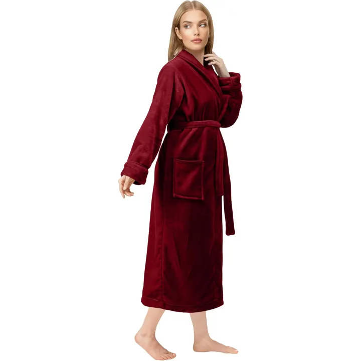 Premium%20Women's%20Plush%20Long%20Bathrobe%20-%20Soft%20Warm%20Fleece%20Robe%20with%20Shawl%20Collar%20for%20Spa%20&%20Home%20-%20Image%203