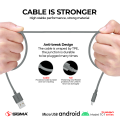 Sigma Turbo Series TC-1 Micro USB Auto Disconnect Fast Charging Data Cable for Android Mobile Phones Pure Copper Wire Quick Charging Cable. 