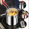 frying pot with strainer, oil filter pot, cooing pot Portable Cooking Pot with Strainer Pot with Basket –Stainless Steel Deep Oil Fryer 1200ml with Anti-Scalding Silicone Handle – Frying Pot for Tempura, French Fries, Fish, Chicken & Shrimp. 