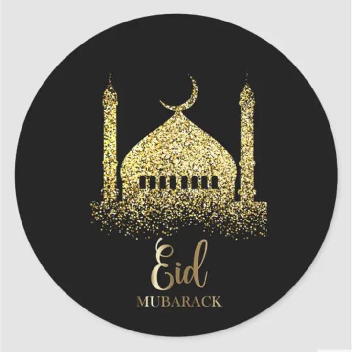 100 PCS Eid Mubarak Paper Gift Sticker Candy Label Sealing Stickers Eid Al-fitr Ramadan Kareem Decoration Festival Party Supplies D9