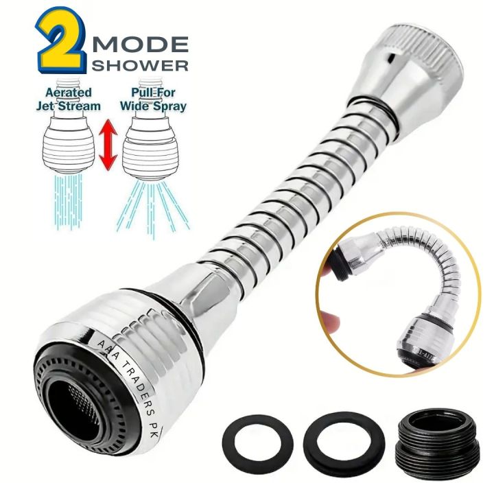 2 Mode Kitchen Faucet Water Stainless Steel Shower Saving High Pressure Nozzle Tap Adapter Bathroom Sink Spray Bathroom Shower 360 Degree