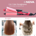 Hair straightener portable hair straightener machine and curler 220V nova hair straightener 2 in 1 machine for women Ceramic Tourmaline Plate Flat Iron Heating 2 in 1 hair straightener & curler design Ceramic Curling Iron Energy Saving Portable size to ca. 