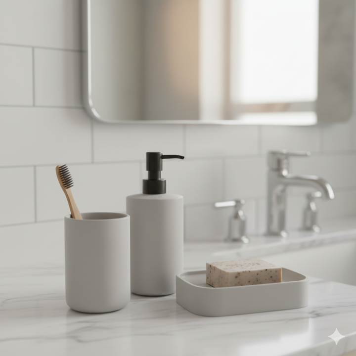 IKEA%20STORAVAN%20Polypropylene%20Plastic%203-piece%20Bathroom%20Sets%20(Soap%20Dispenser,%20Toothbrush%20Holder%20&%20Soap%20Dish)%20(Grey)%20-%20Image%202