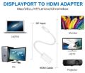Mini Display Port To HDMI Adapter Cable - White Mini DP To HDMI Converter. 