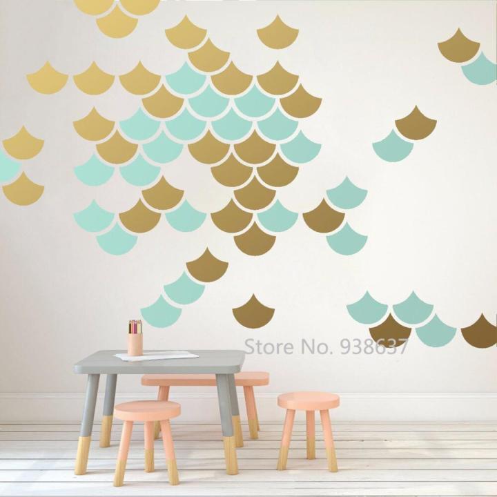 Mermaid Scale Wall Stickers Home Decor Living Room Geometric Decals Nursery Vinyl Modern Decal Decorate Mural Jw303