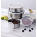 5pc Set Stainless Steel Bowl with Lid Kitchen Refrigerator Food Storage Mixing Bowls Sealed. 