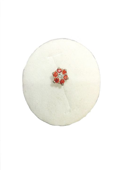 Pure Silver (chandi) Nose Pin with 7 Small Stones For Women