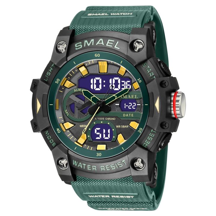 【IKE】SMAEL Sport Watches Waterproof Digital LED Display Analog Alarm Clock 8086 Young Fashion Quartz Wristwatches