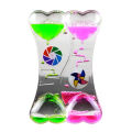 Double Heart Liquid Motion Bubble Drip Oil Hourglass Timer Clock Kids Toy Gift. 