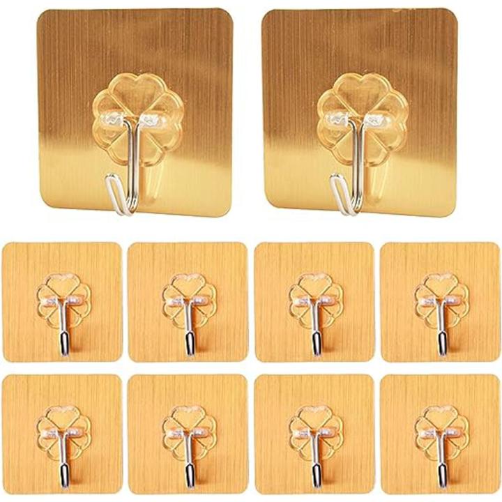 Pack of six Wall Hooks, Adhesive Hooks with Heavy Duty, Washable and Reusable, Waterproof and Oilproof Nailless Hooks Wall Hooks Heavy Duty Seamless Hooks Rotating Sticky Hooks Wall Hanger Hooks Utility Hooks for Kitchen Bathroom