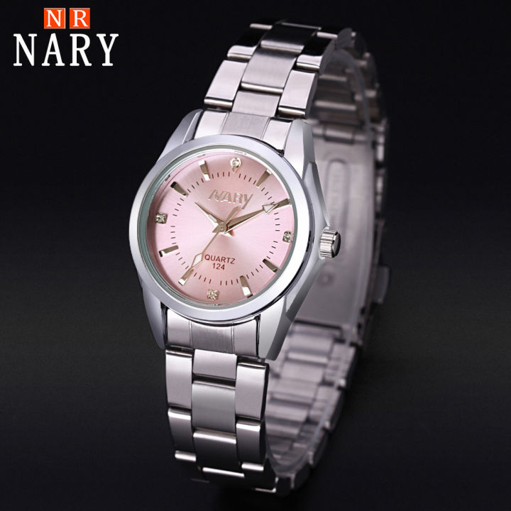 New NARY/ Nerui Women's Watch Lady Temperament Diamond-Embedded Simple Waterproof Quartz Watch 124
