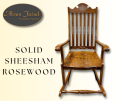 Rocking Chair / Easy Chair - Solid Sheehsam Rosewood With Acrylic Inlay On Back & Arms. 