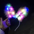 Velentines Days Hair Band Artificial Feather Lad LED Light-Up Bunny Rabbit Ears Headband Glowing Hair Band For Holiday Party Gift Christmas New Year 2022. 
