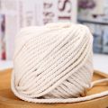 Braided Cord Craft Macrame 3mm Natural Cotton Macrame Rope, Cotton Cord for Wall Hanging, Plant Hangers, Crafts, Knitting, Decorative Projects, Soft Undyed Cotton Rope. 