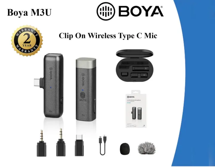2%20Years%20Warranty%20-%20BOYA%20BY-WM3U%202.4GHz%20Wireless%20Microphone%20with%20Type-C,%203.5mm%20TRS%20&%20TRRS%20adapters%20&%20Charging%20case%20-%20Image%202