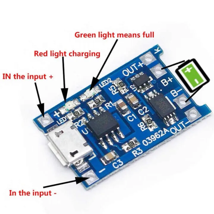 TP4056%20TC4056%20Micro-USB%205V%201A%2018650%20Lithium%20Battery%20Charger%20Module%20Charging%20Board%20Dual%20Functions%20Li-Ion%20-%20Image%202
