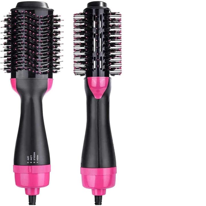 Hot air Brush Hot air Brush Hair Dryer Brush, Round Brush Blow Dryer, Blow Dryer Brush, 3-in-1 Ionic Straightening Hot Air Brush with Anti-Scald Feature (Pink)