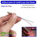 2 pcs 650nm 6mm 3V 5mW Laser Dot Diode Laser Diode for Arduino DIY STEM Projects Laser Head Diode Dot Module by Electrica. 